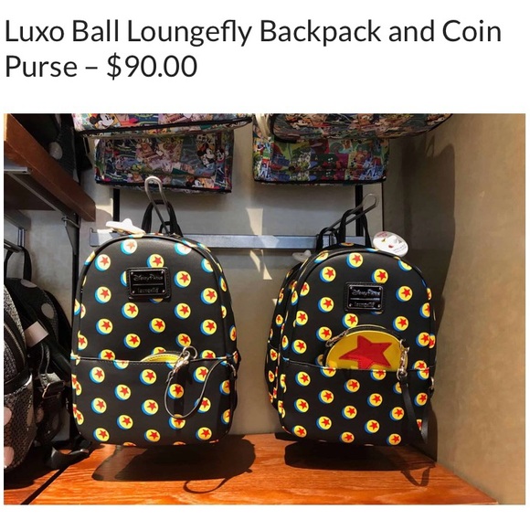 PIXAR x LOUNGEFLY backpack w/ ball coin purse NWOT  DISNEY Parks EXCLUSIVE! 🔴🟡🔵 - Picture 5 of 5